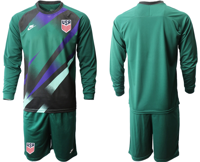 Men 2020-2021 Season National team United States goalkeeper Long sleeve green Soccer Jersey1->mexico jersey->Soccer Country Jersey